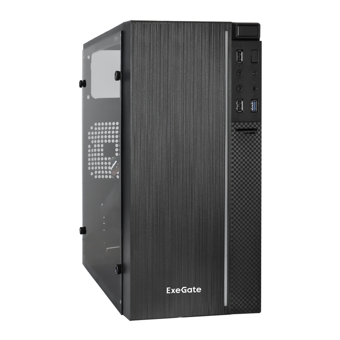 Корпус Minitower ExeGate mEVO-9301 Black-RGB light, mATX, <без БП>, с окном, 2*USB+1*USB3.0, HDAudio