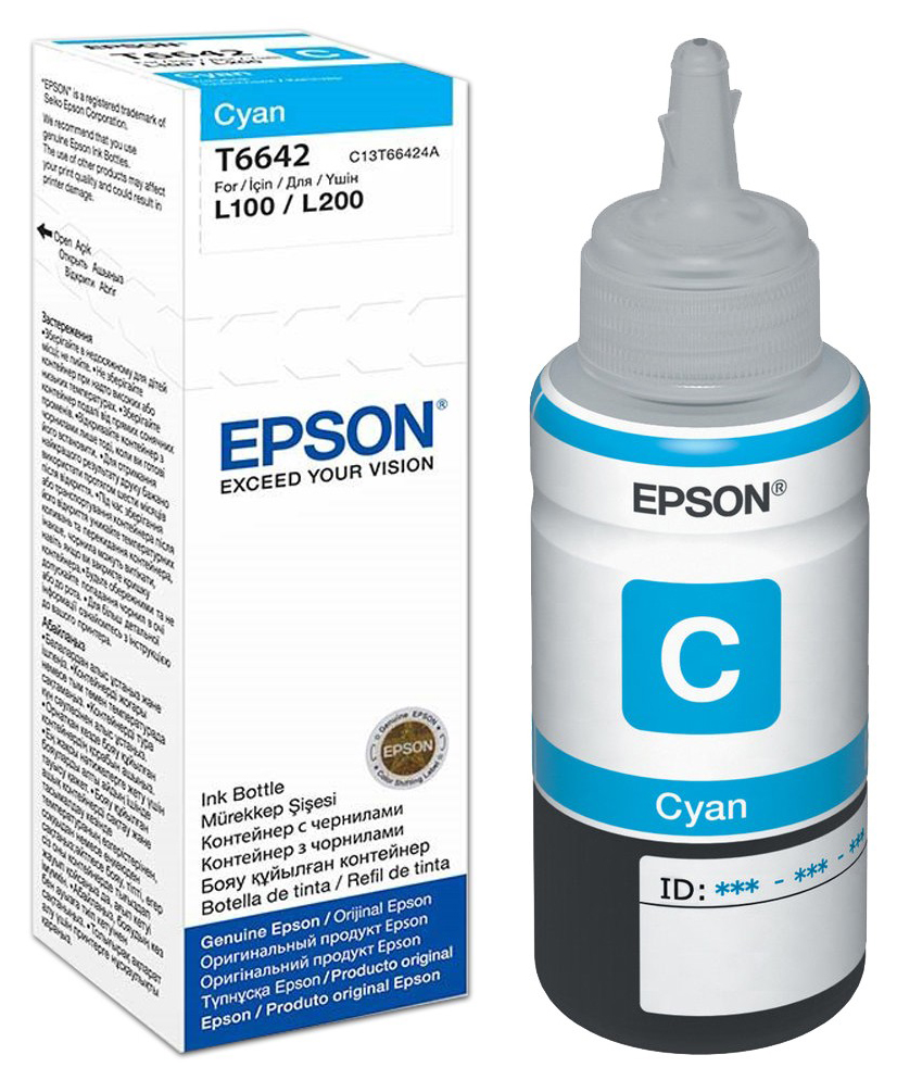 Картридж Epson T6642 C13T66424A голубой для Epson L100/L110/L300/L200/L210 (7500стр.) (70мл), шт