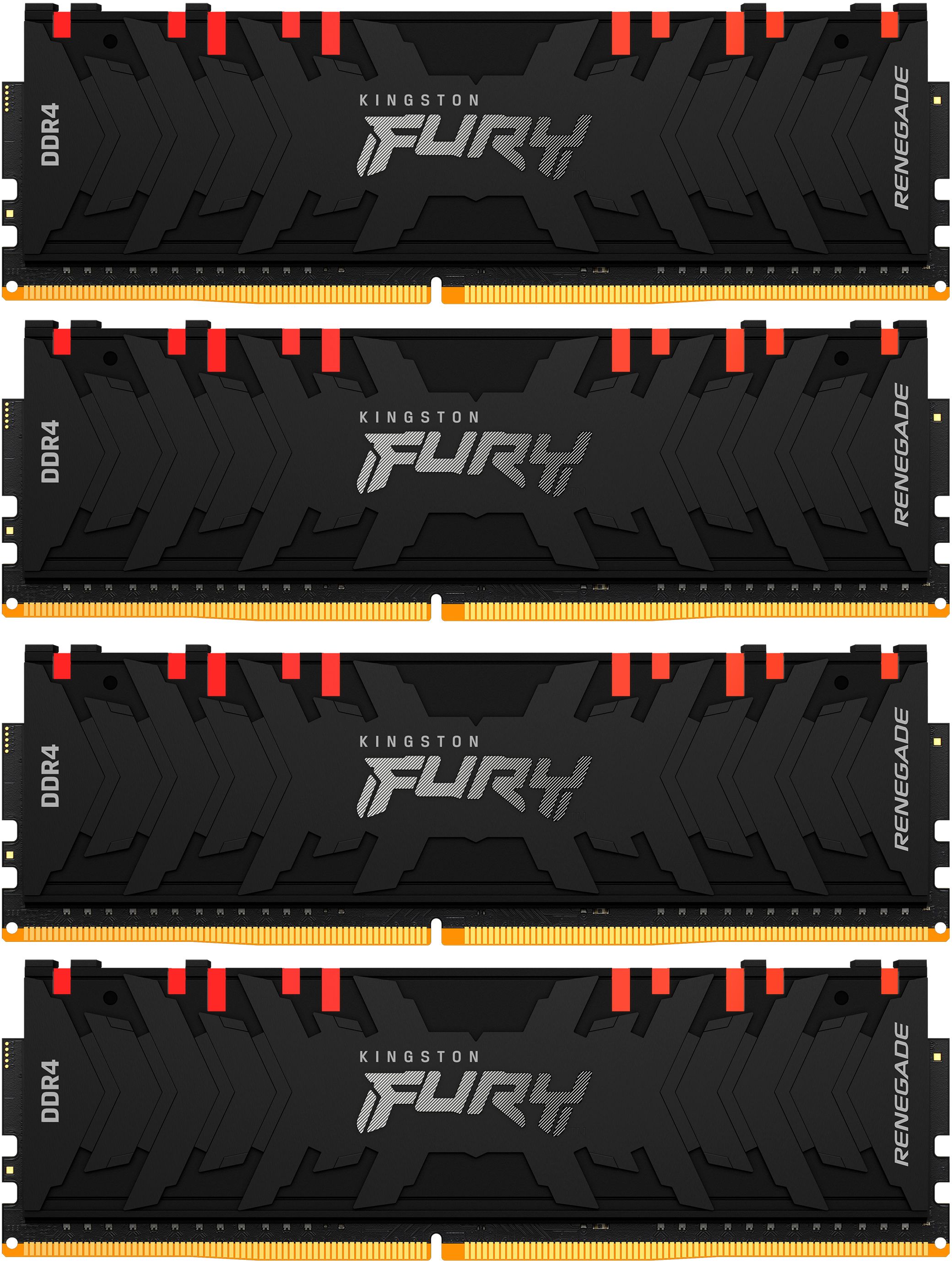 Оперативная память Kingston 128GB 3200MHz DDR4 CL16 DIMM (Kit of 4) FURY Renegade RGB