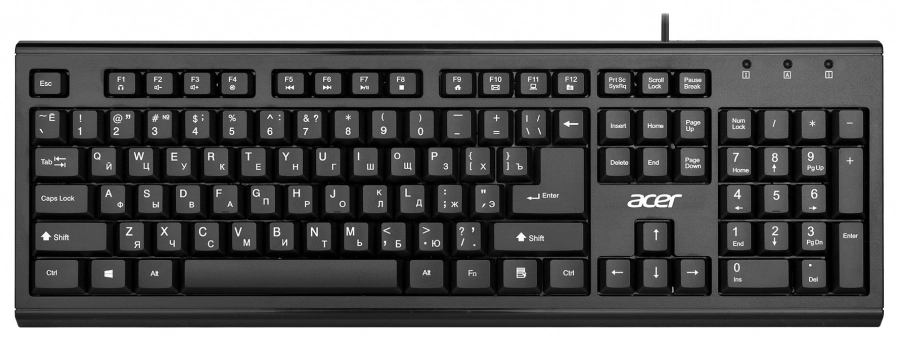 Клавиатура проводная Acer OKW120, мембранная, USB, черный