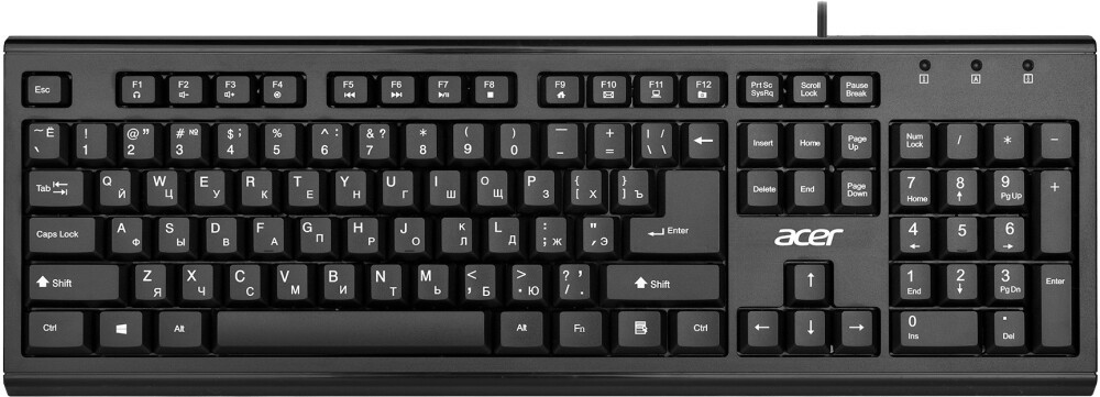 Клавиатура проводная Acer OKW120, мембранная, USB, черный