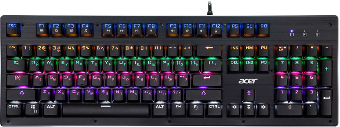 Клавиатура Acer OKW127 механическая черный USB for gamer LED