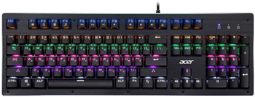 Клавиатура Acer OKW127 механическая черный USB for gamer LED