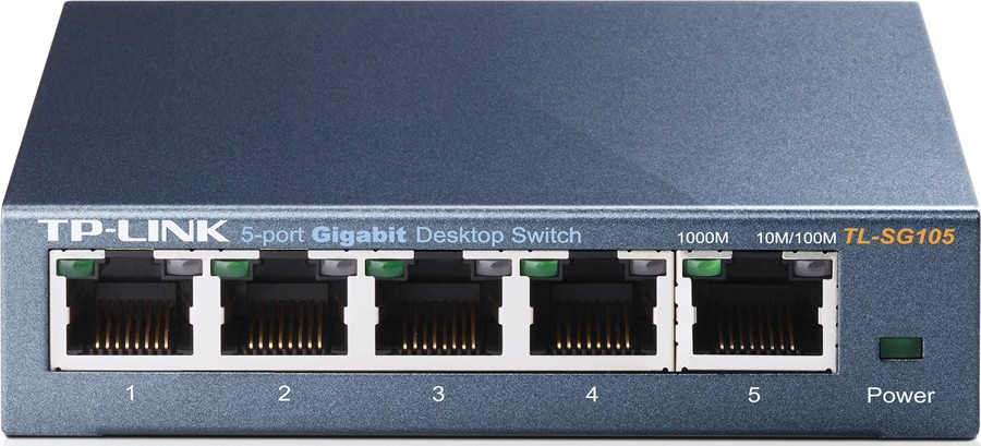 Коммутатор TP-Link 5-port Desktop Gigabit Switch, 5 10/100/1000M RJ45 ports, metal case TL-SG105