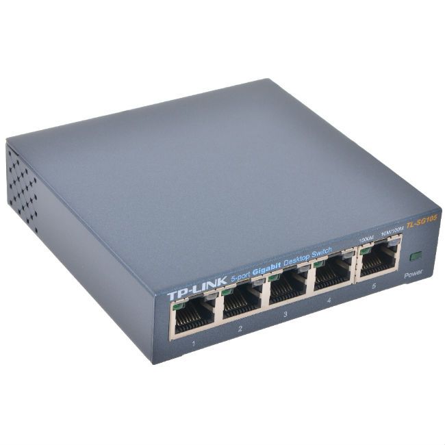 Коммутатор TP-Link 5-port Desktop Gigabit Switch, 5 10/100/1000M RJ45 ports, metal case TL-SG105