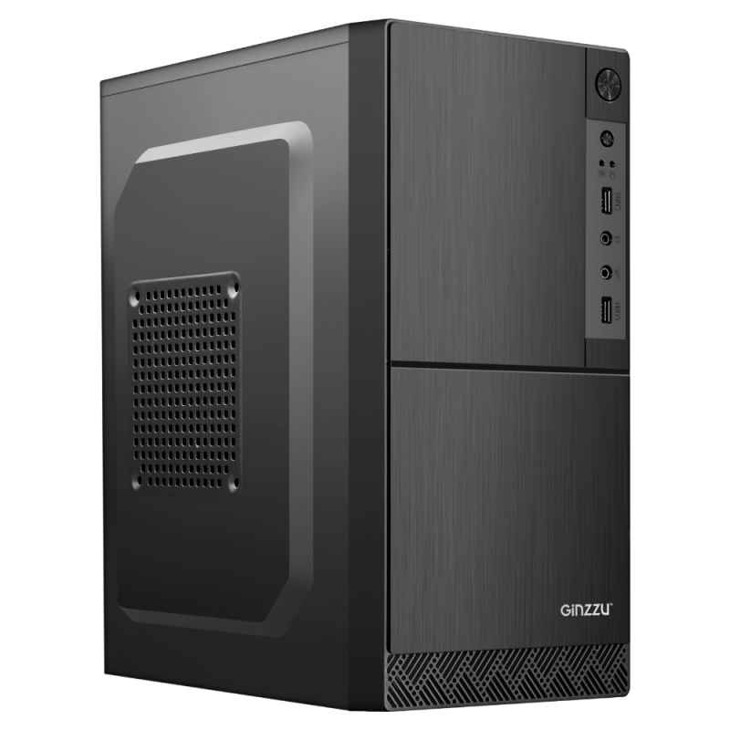 Компьютерный корпус Ginzzu B190 2*USB 2.0,AU w/o PSU черный