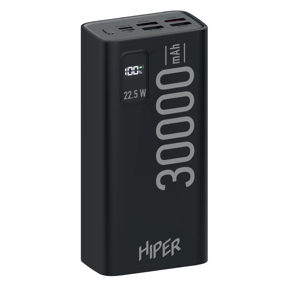 Мобильный аккумулятор Hiper EP 30000 30000mAh 3A QC PD 5xUSB черный