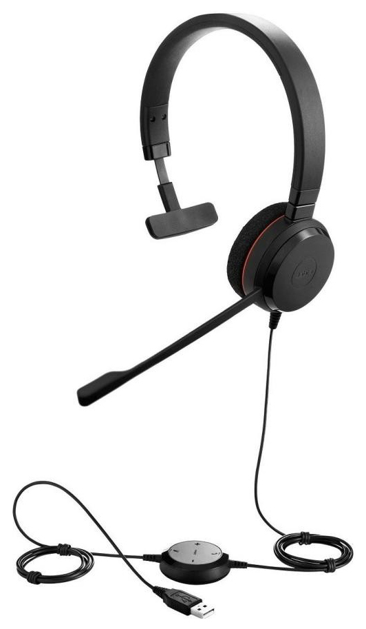 Наушники с микрофоном Jabra Evolve 20 MS Mono черный 1.2м накладные USB оголовье (4993-823-109)