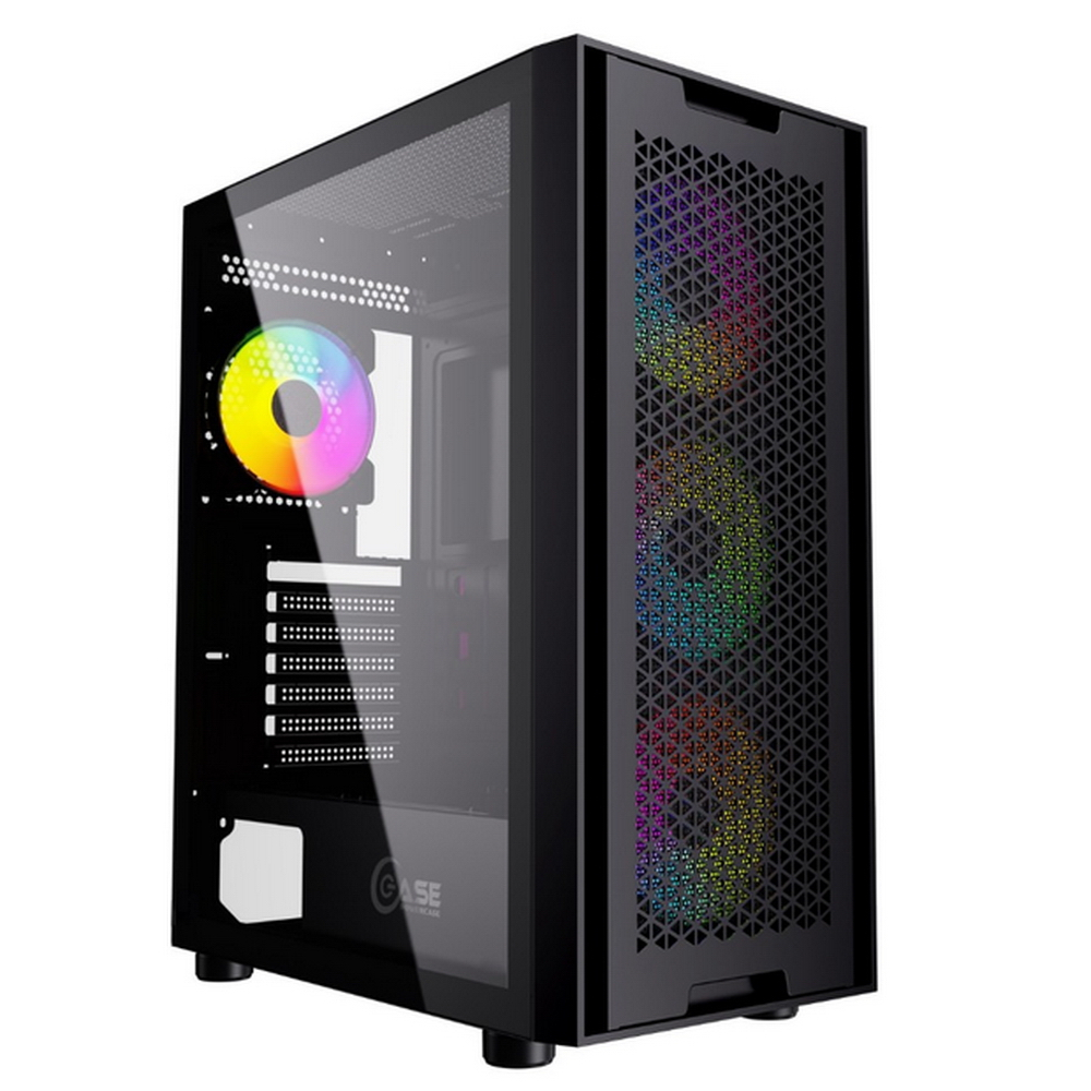 Корпус Powercase Alisio X4B, Tempered Glass, 4x 120mm 5-color fan, чёрный, ATX (CAXB-L4)