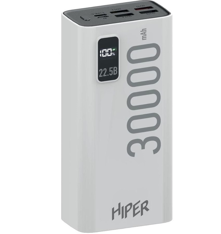 Мобильный аккумулятор Hiper EP 30000 30000mAh 3A QC PD 5xUSB белый