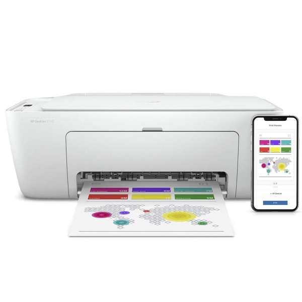 МФУ струйный HP DeskJet 2710 (5AR83B) A4 WiFi USB белый