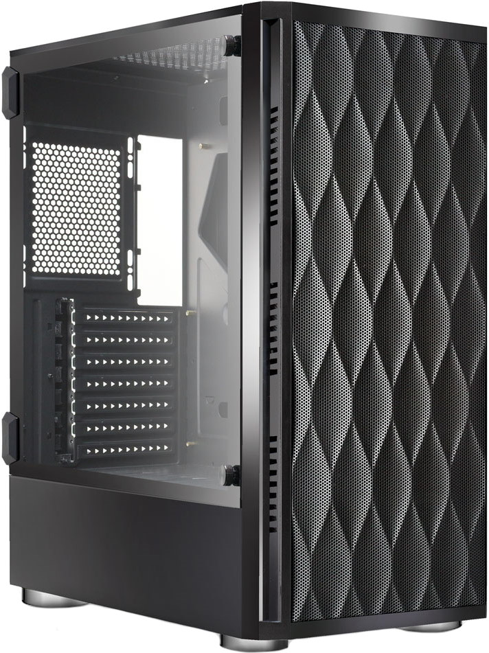 Корпус Mid-Tower Ginzzu GL200 черный [закаленное стекло, 0.6 мм] [17461]