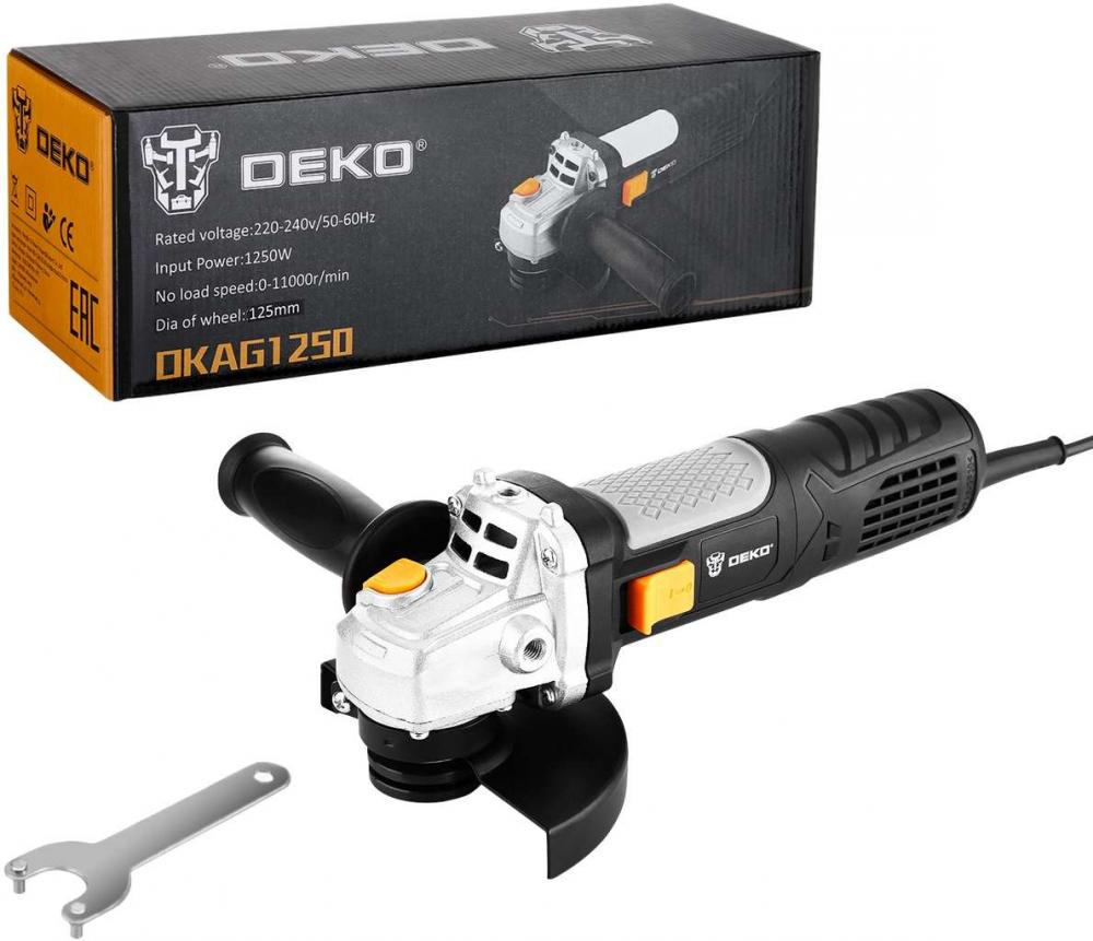 Углошлифовальная машина Deko DKAG1250 1250Вт 11000об/мин рез.шпин.:M14 d=125мм