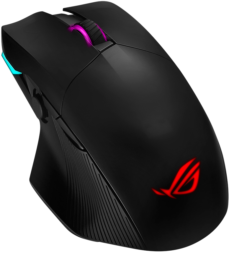 ASUS ROG Chakram Игровая беспроводная мышь (2.4GHz/Bluetooth, Qi, RGB LED, 6 кнопок, Omron, 16000 dpi, black, USB, 90MP01K0-BMUA00)