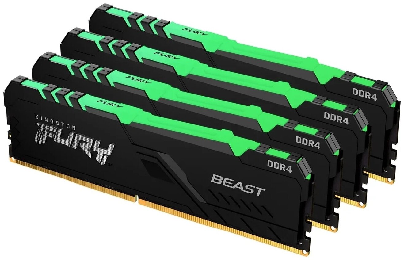 Kingston 128GB 3600MHz DDR4 CL18 DIMM (Kit of 4) FURY Beast RGB