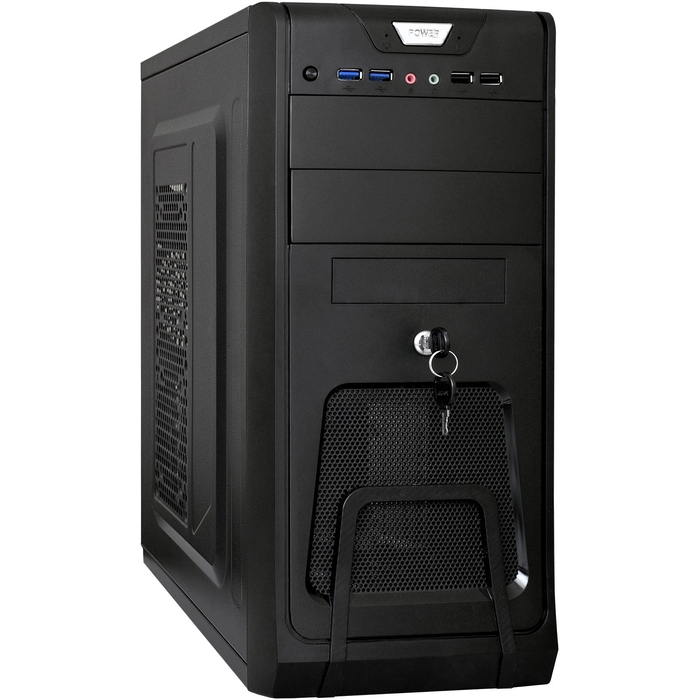 Корпус Miditower ExeGate CP-603UB Black, ATX, <CP500W, 80mm>, 2*USB+2*USB3.0, Audio, блокировка