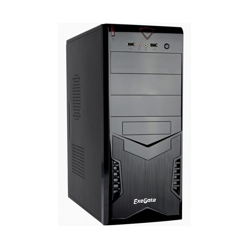 Корпус Miditower ExeGate CP-601 Black, ATX, <без БП>, 2*USB, Audio