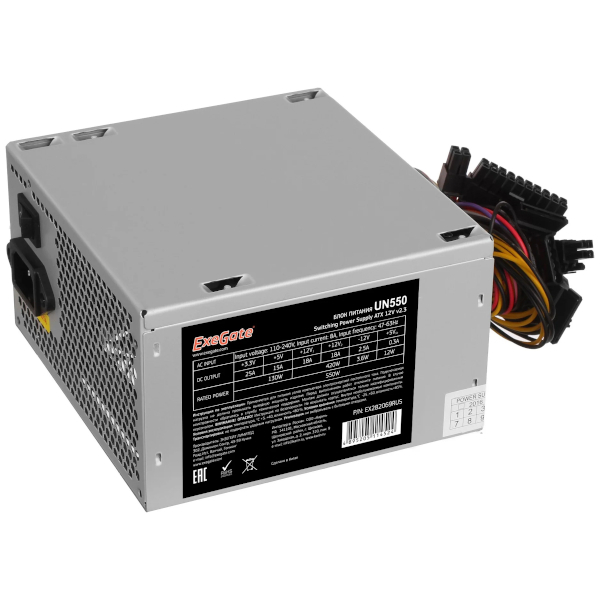 Блок питания ExeGate UN550 550 Вт [ATX vATX 12V 2.3, EPS12V, 120x120][EX282069RUS]