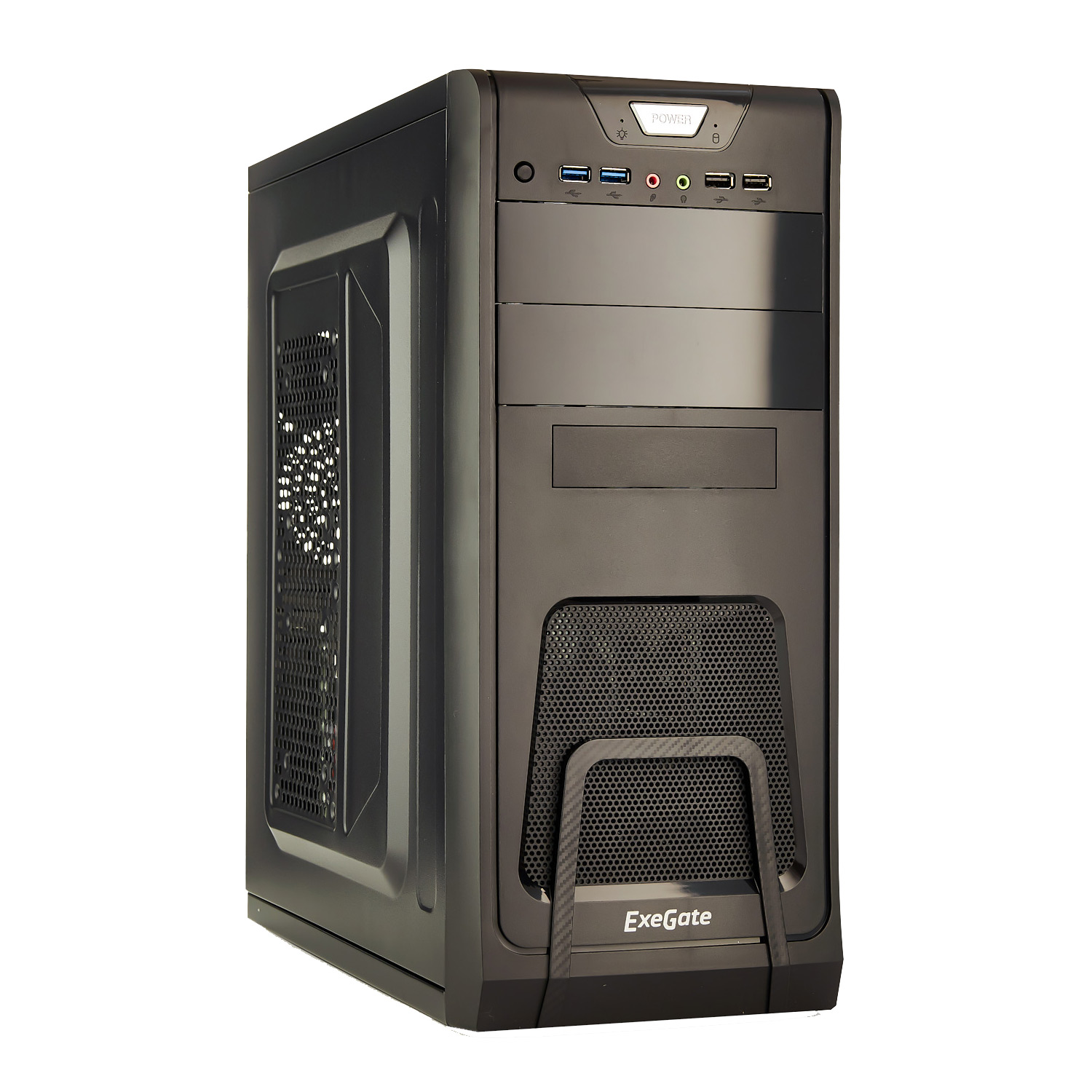 Корпус Miditower ExeGate CP-603 Black, ATX, <CP500W, 80mm>, 2*USB+2*USB3.0, Audio