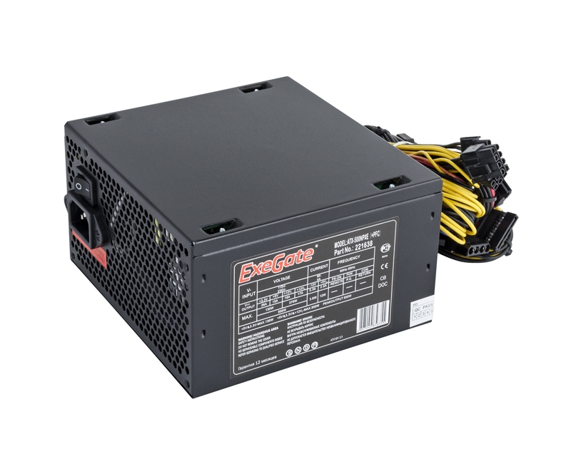 Блок питания ExeGate 500NPXE 500 Вт [ATX vATX 12V 2.3, EPS12V, PPFC, 120x120 мм][EX221638RUS]