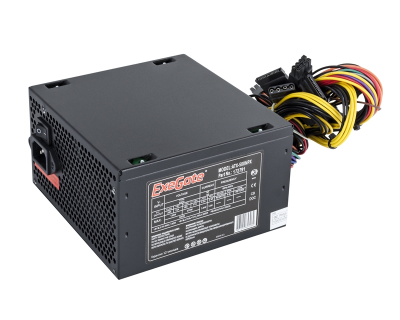 Блок питания ExeGate 500NPX 500 Вт [ATX vATX 12V 2.3, 120 x 120 мм][EX224734RUS]