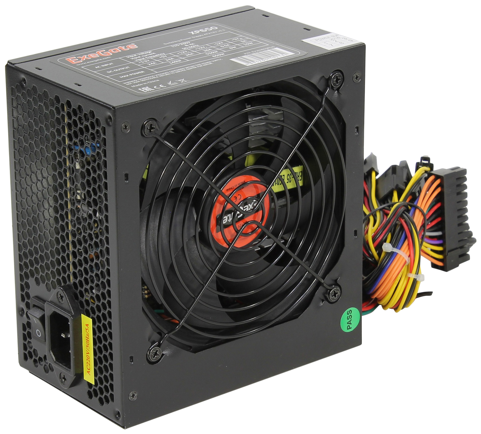 Блок питания 650W ExeGate XP650, ATX, black, 12cm fan, 24p+4p, 6/8p PCI-E, 3*SATA, 2*IDE, FDD