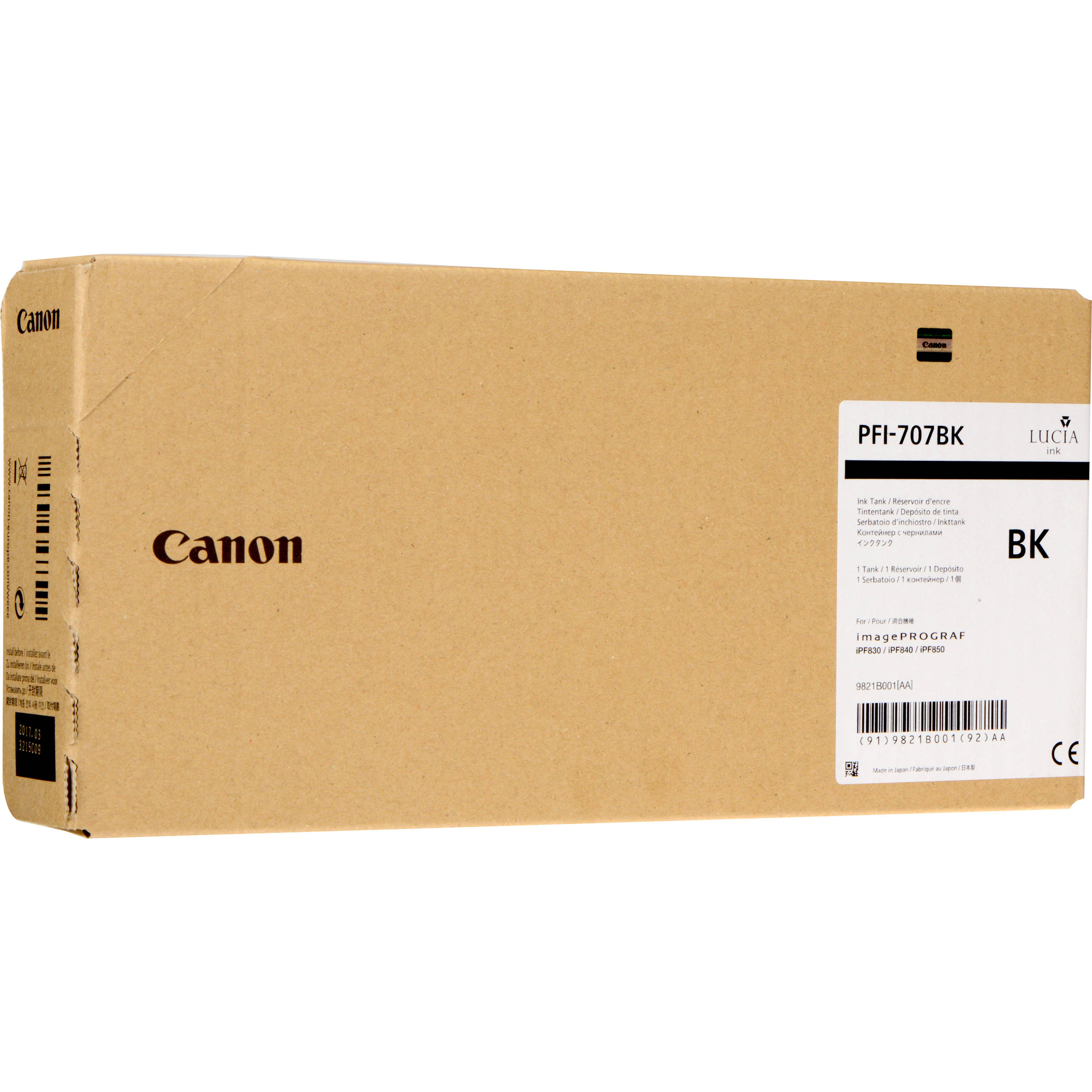 Картридж струйный Canon PFI-707 BK 9821B001 черный (700мл) для Canon iPF830/iPF840/iPF850