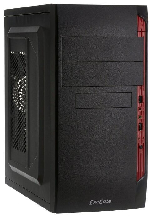Корпус Minitower ExeGate QA-410 Black, mATX, <XP500, Black, 120mm> 2*USB, Audio