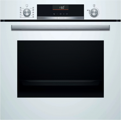 Электрический духовой шкаф Bosch HBA5360W0 [71 л, каталит., гриль, конв., сенсор, ст.-2, дисплей, белый, серебристый]
