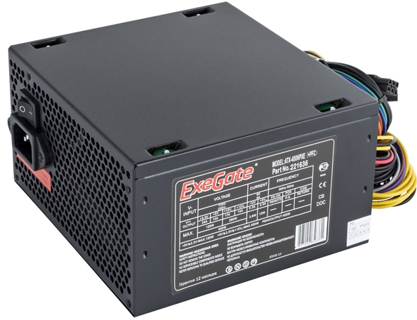 Блок питания ExeGate 400NPXE 400 Вт [ATX vATX 12V 2.3, EPS12V, PPFC, 120x120 мм][EX221636RUS]