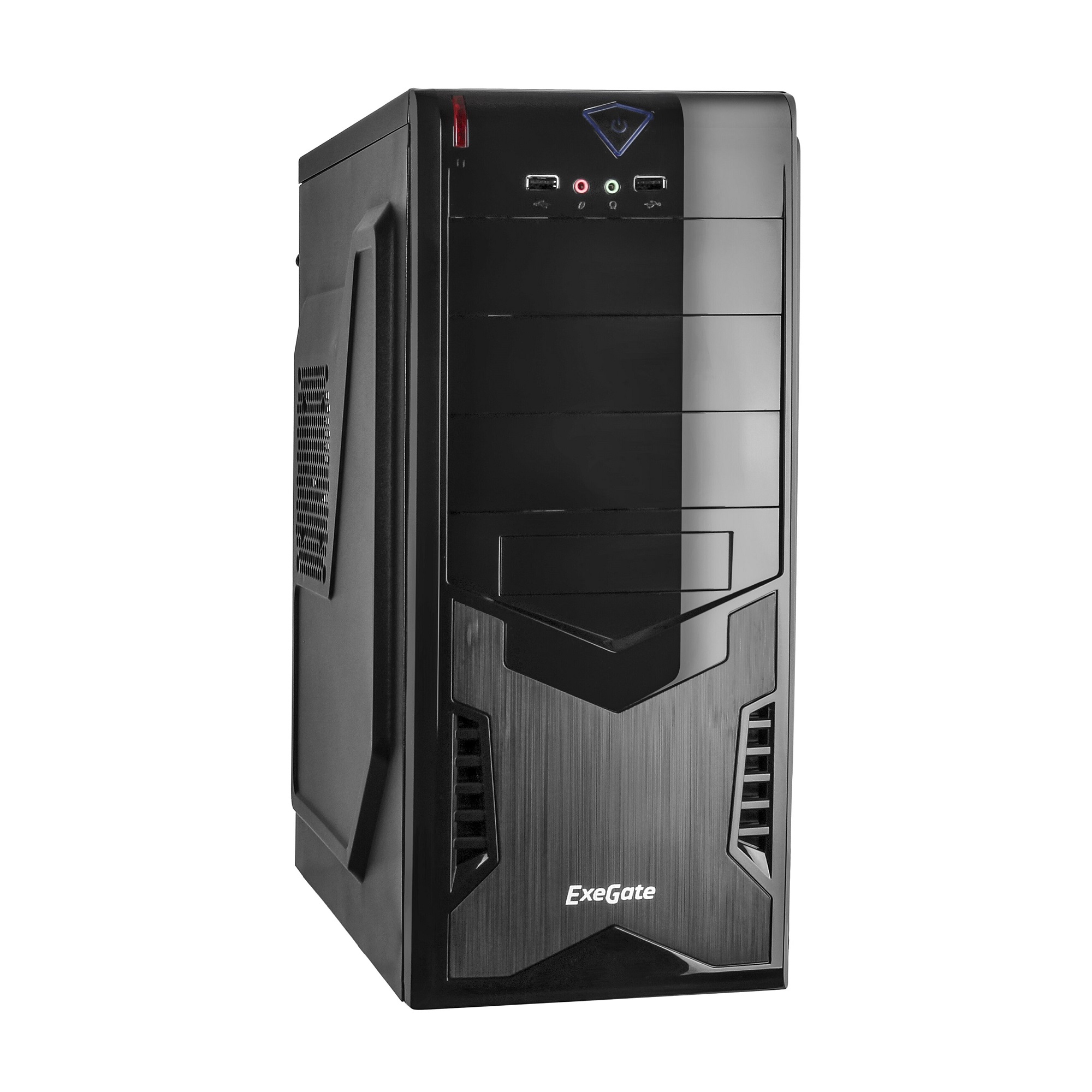 Корпус Miditower ExeGate CP-601 Black, ATX, <CP350W, 80mm>, 2*USB, Audio