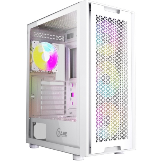 Корпус Powercase Alisio X4W, Tempered Glass, 4x 120mm 5-color fan, белый, ATX (CAXW-L4)