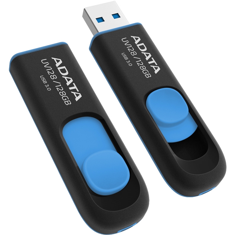 Флеш карта 128GB ADATA UV128, USB 3.0, черный/синий