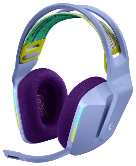 Наушники игровые беспроводные Logitech G733 LIGHTSPEED LILAC закрытые,  7.1, радиоканал, лиловый]