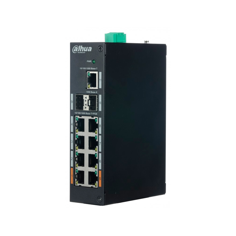 Коммутатор Dahua DH-PFS3211-8GT-120 8G 2SFP 6PoE+ 120W неуправляемый