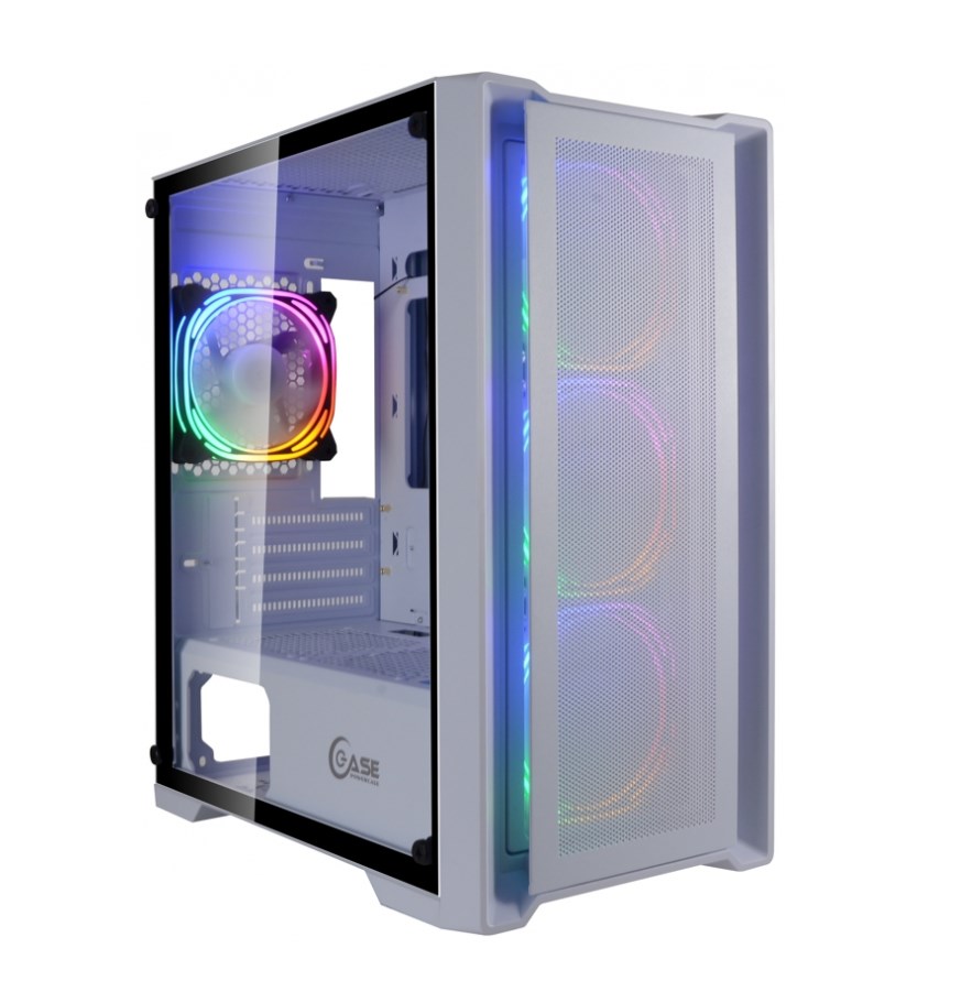Корпус Powercase Alisio Micro X4W, Tempered Glass, 4х 120mm 5-color fan, белый, mATX  (CAMIW-L4)