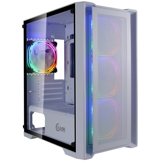 Корпус Powercase Alisio Micro X4W, Tempered Glass, 4х 120mm 5-color fan, белый, mATX  (CAMIW-L4)