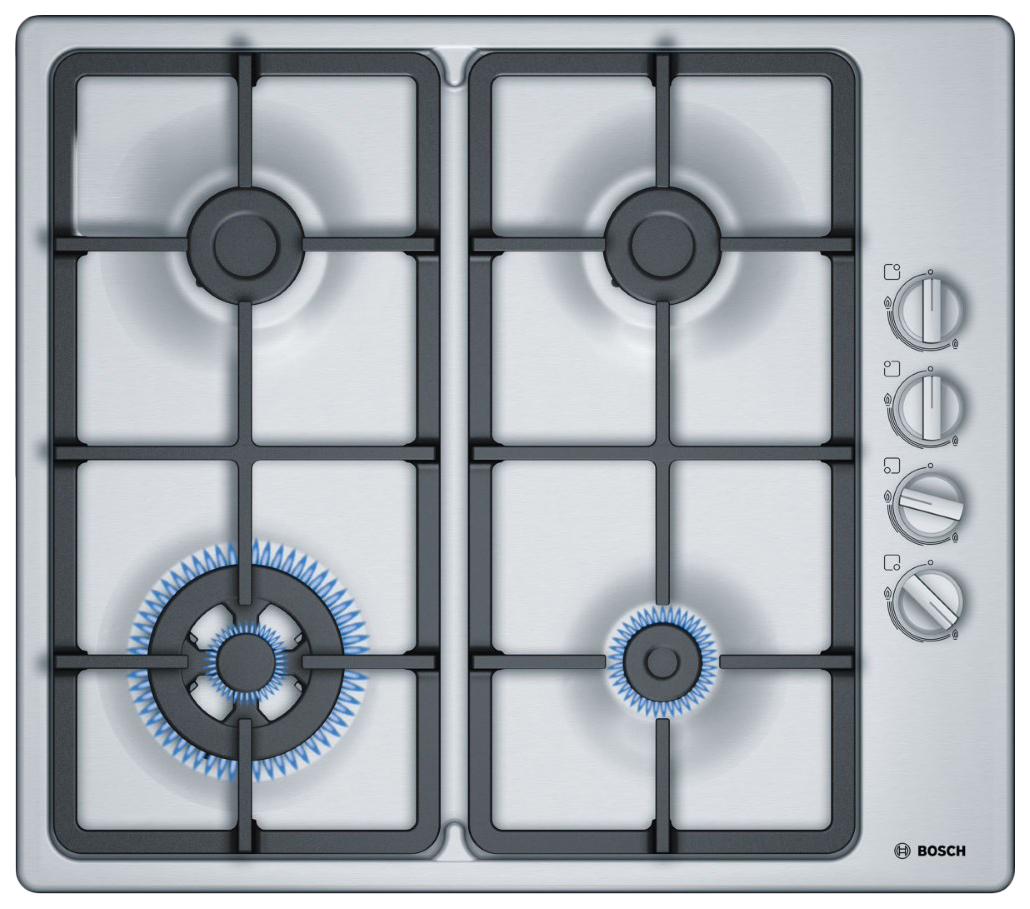 Газовая варочная панель Bosch PBH6C5B95R, серебристый