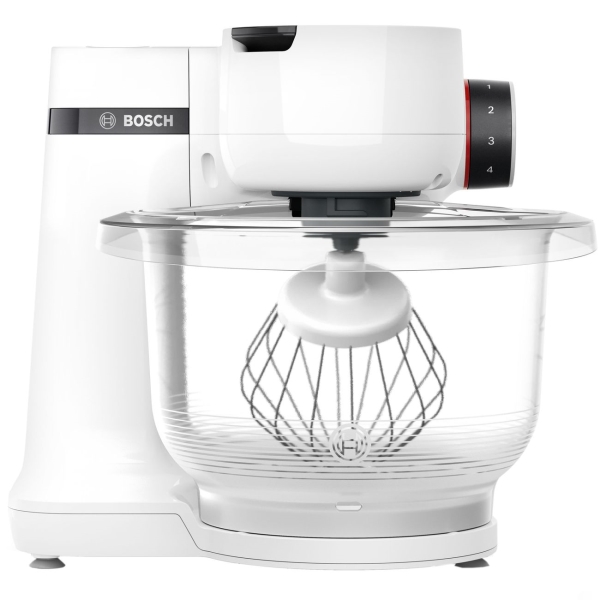 Миксер Bosch MUMS2TW01 [700 Вт, стационарный, скоростей - 4, корпус - пластик, насадок - 6 шт, белый, черный]