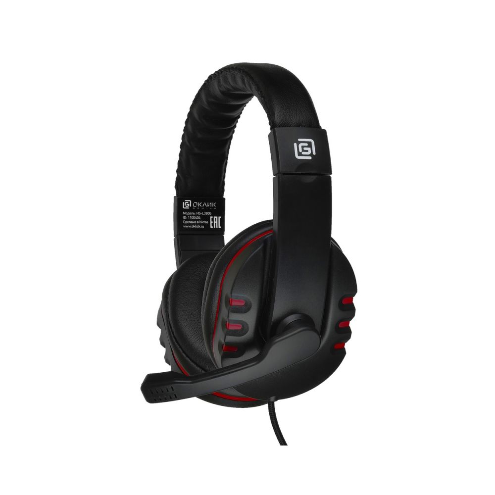 Гарнитура игровая Oklick HS-L380G ABADDON, для компьютера, мониторные, черный / красный [1100404]