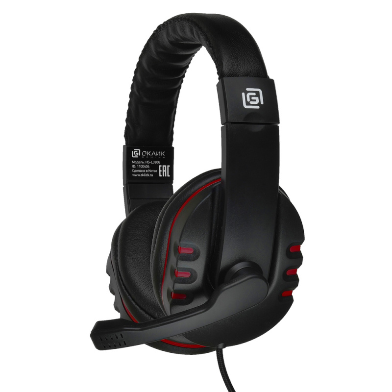 Гарнитура игровая Oklick HS-L380G ABADDON, для компьютера, мониторные, черный / красный [1100404]