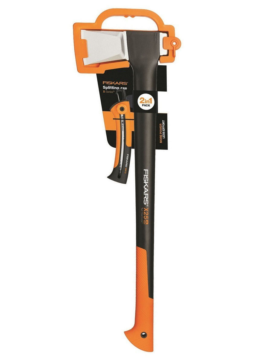 Топор Fiskars X25 большой черный/оранжевый в комплекте:пила