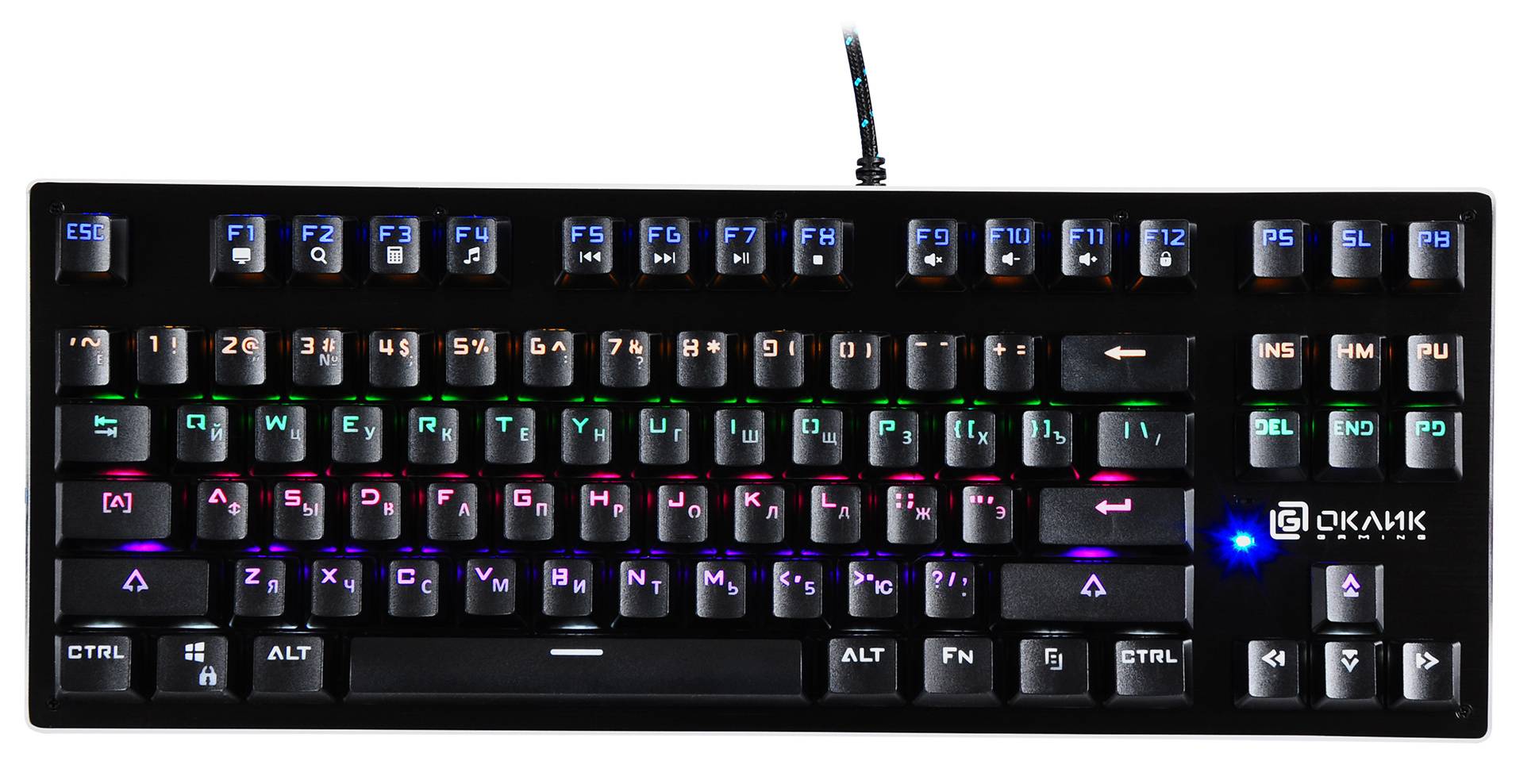 Клавиатура Оклик 967G Dark Force механическая черный USB Multimedia for gamer LED