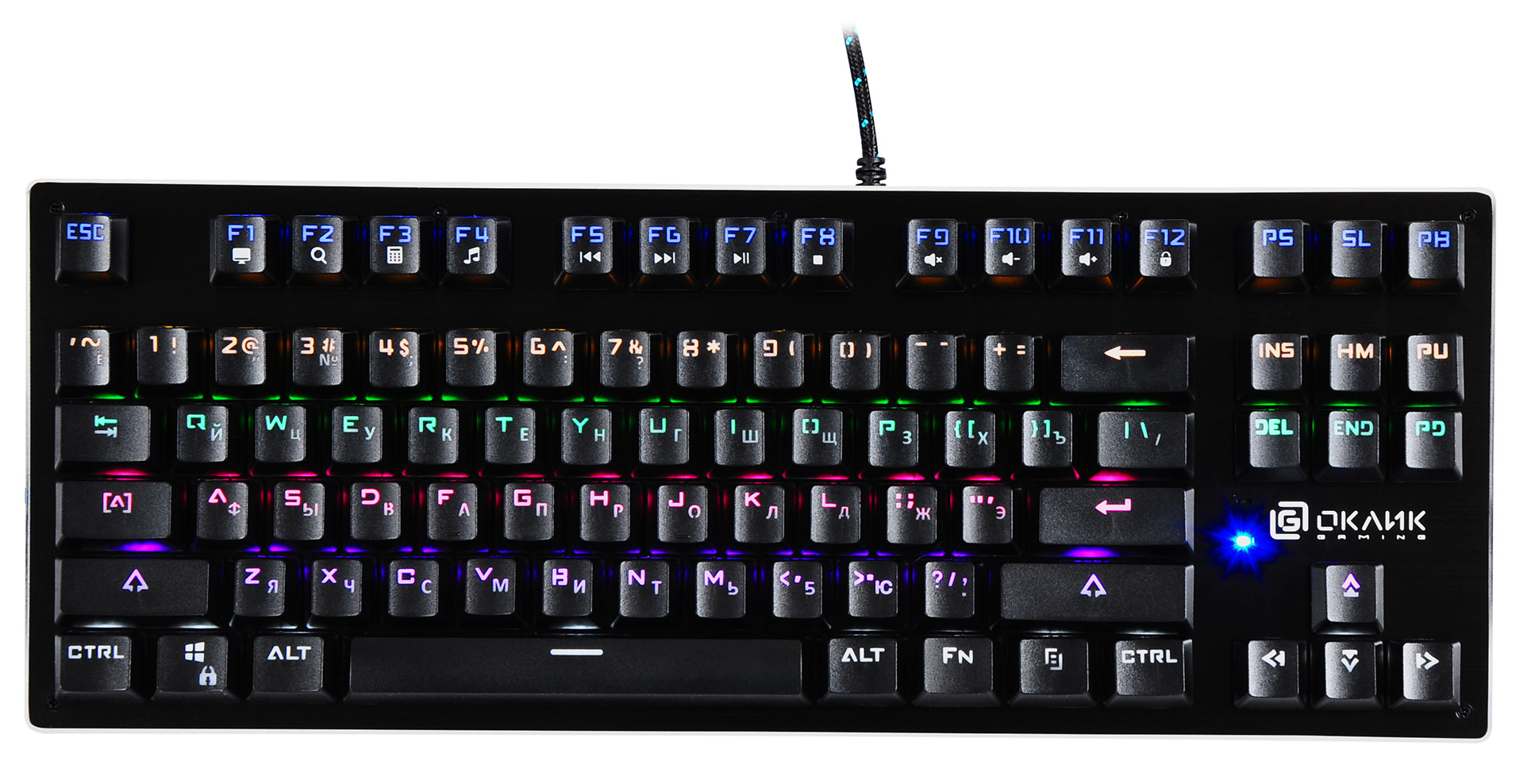 Клавиатура Оклик 967G Dark Force механическая черный USB Multimedia for gamer LED