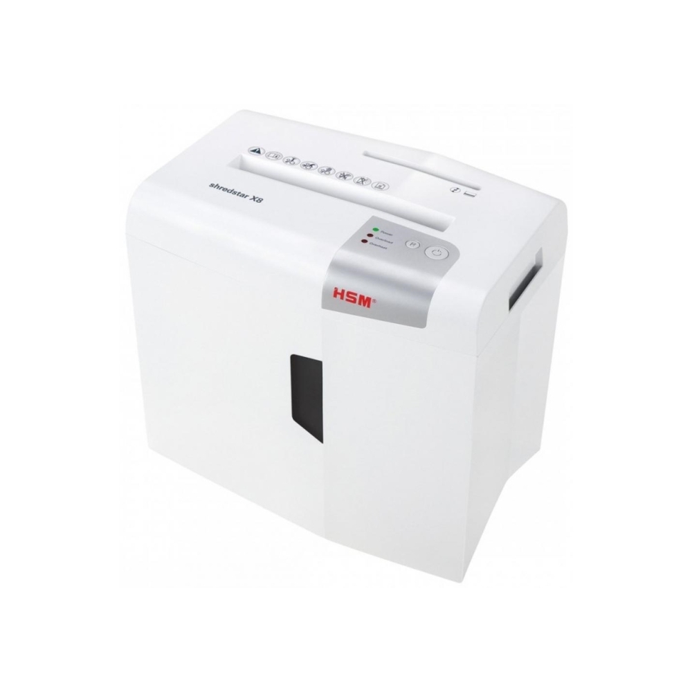 Шредер HSM ShredStar X8 (секр.P-4) фрагменты 9лист. 18лтр. скобы пл.карты CD