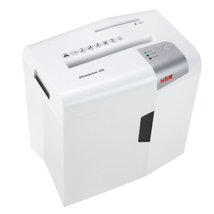 Шредер HSM ShredStar X8 (секр.P-4) фрагменты 9лист. 18лтр. скобы пл.карты CD