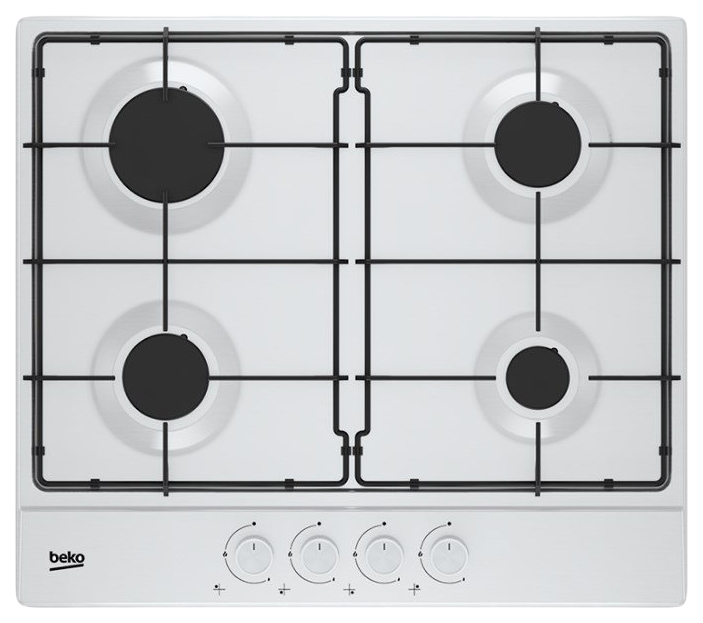 Газовая варочная поверхность Beko HIAG64223W [нержавеющая сталь, конфорок - 4, электроподжиг, решетки - эмалированная сталь, белый]
