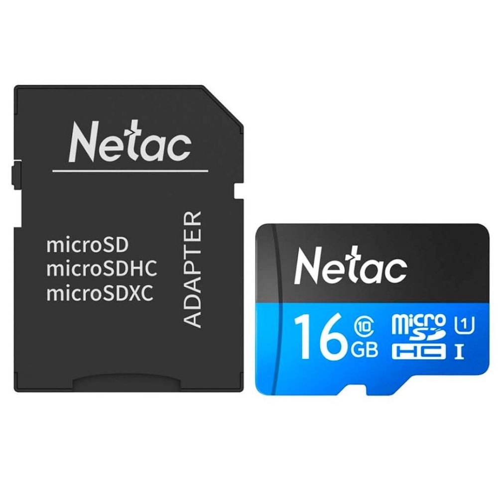 Карта памяти Netac MicroSD card P500 Standard 16GB, retail version w/SD