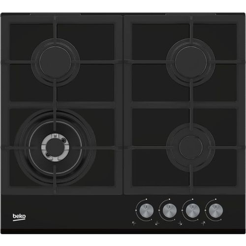 Газовая варочная поверхность Beko HILW64235S [закал. стекло, конф.-4 шт, эл-подж., газконт., реш.-чугун, черный, серебристый]
