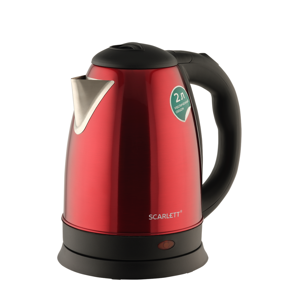 Электрочайник Scarlett SC-EK21S76 [нержавеющая сталь, 2 л, 1800 Вт, скрытый нагревательный элемент, красный]